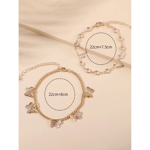 Gold Butterfly Charm Anklet - Picture 2 of 3